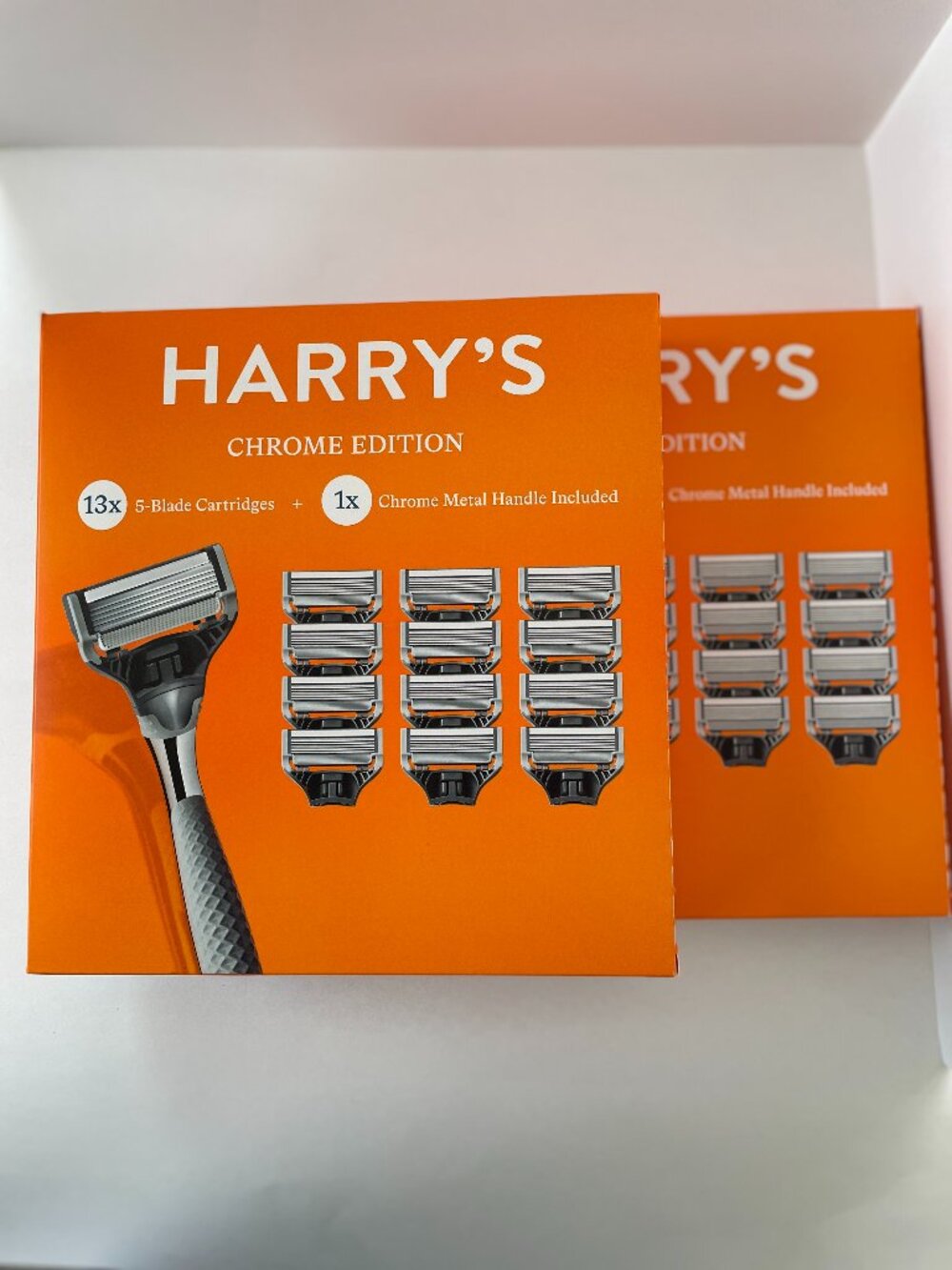 Harry’s Chrome Edition Razor Set Bundle • Lot of 2 • 26 Cartridges Total